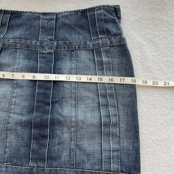 Vintage AX ARMANI EXCHANGE Women Skirt Chambray Cotton Linen Blend Size 0P 90's - Picture 7 of 10